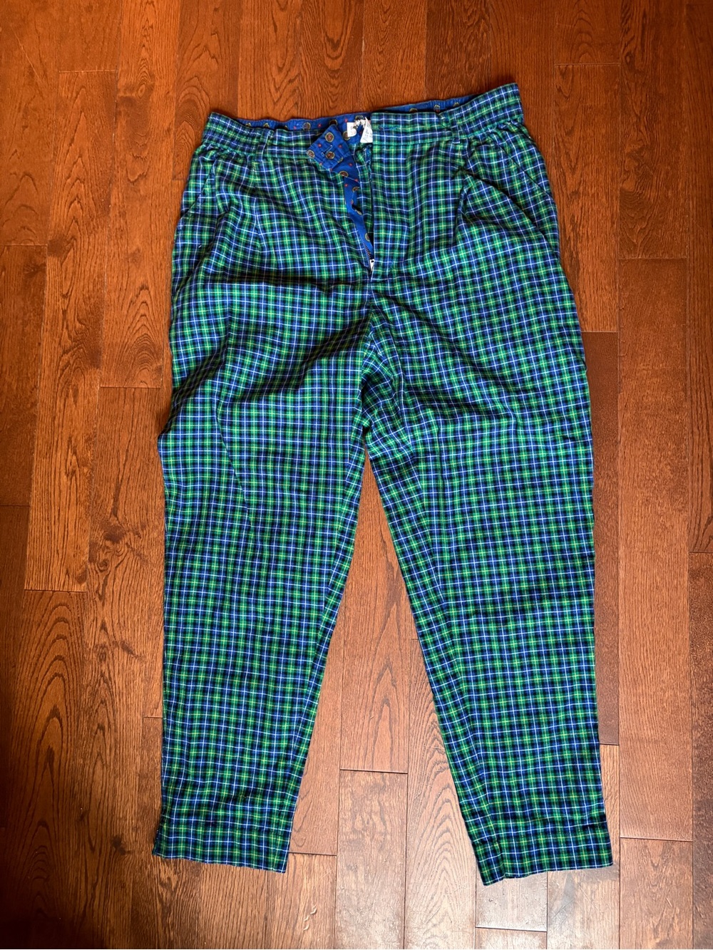 Liz Claiborne Blue and Green Plaid Trousers